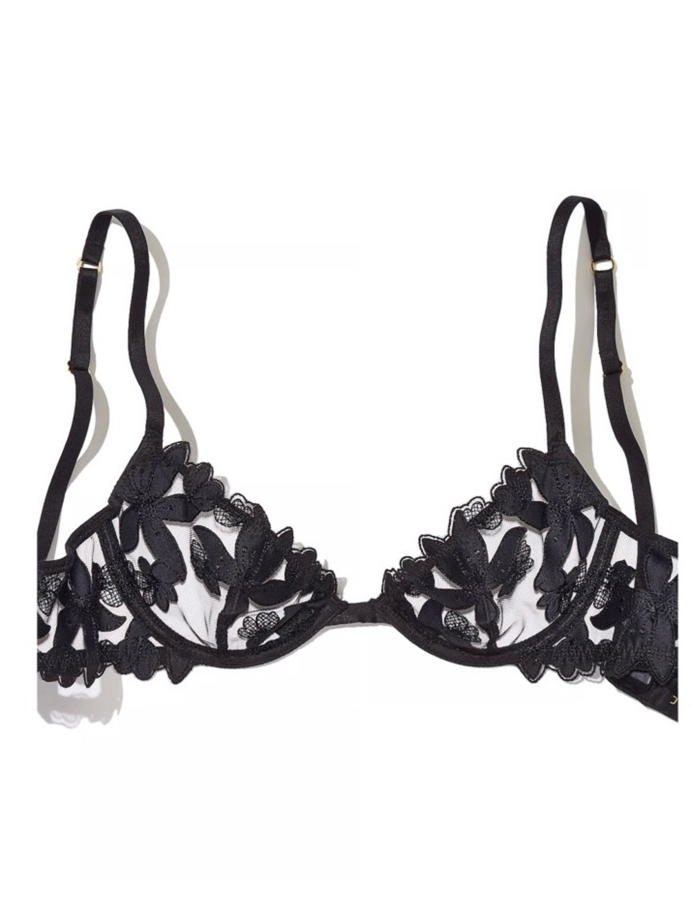 Victoria’s Secret Very Sexy Black Floral Embroidered Unlined Plunge Bra Size 34 - Picture 4 of 12